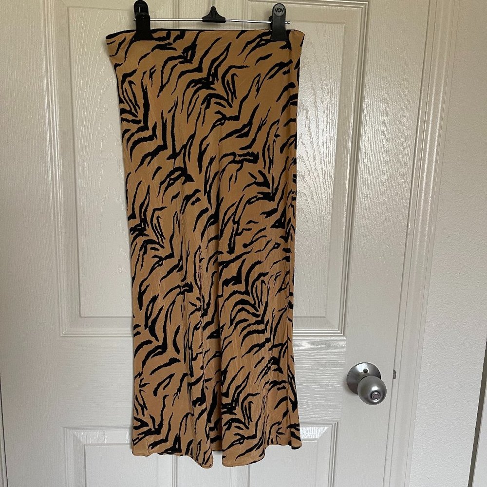 Madewell Tiger Stripe Silk Midi Slip Skirt